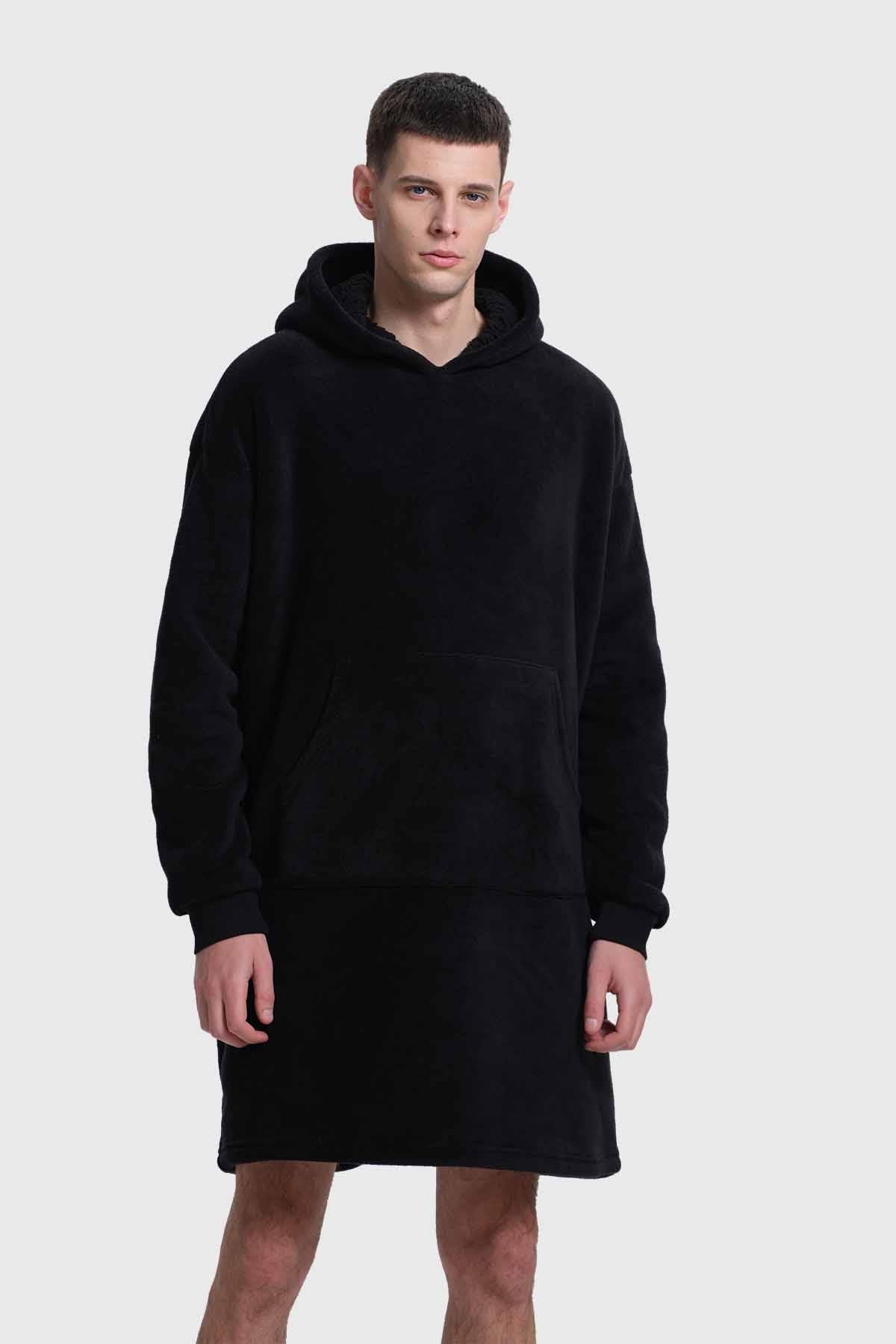 Bata Hombre Bolsillo Canguro Negro