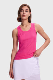 Polera Mujer Rib Rayas Y Fucsia