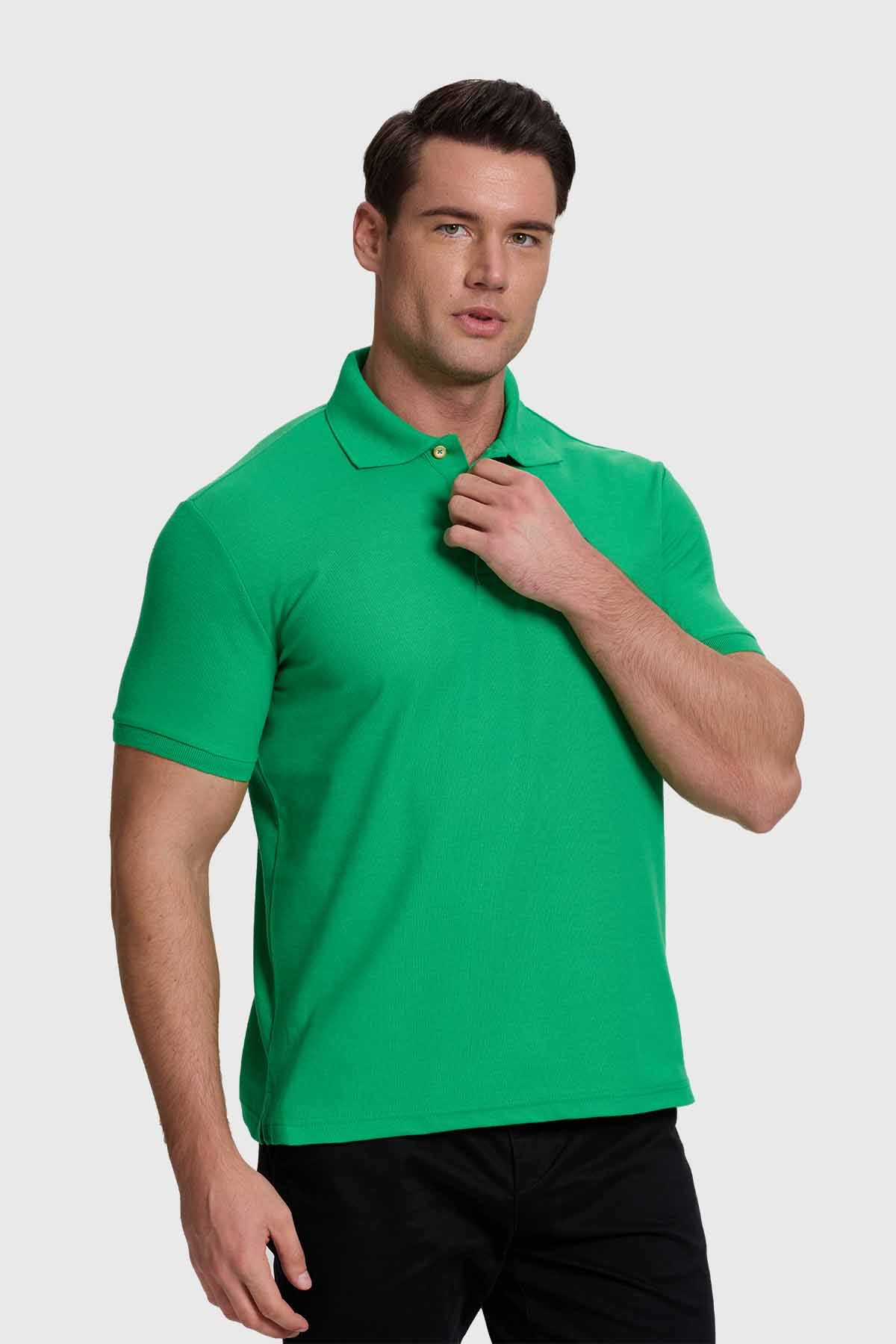 Polera Hombre Piqué Básica Verde