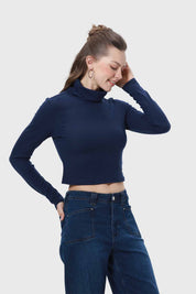 Polera Mujer Rib Azul