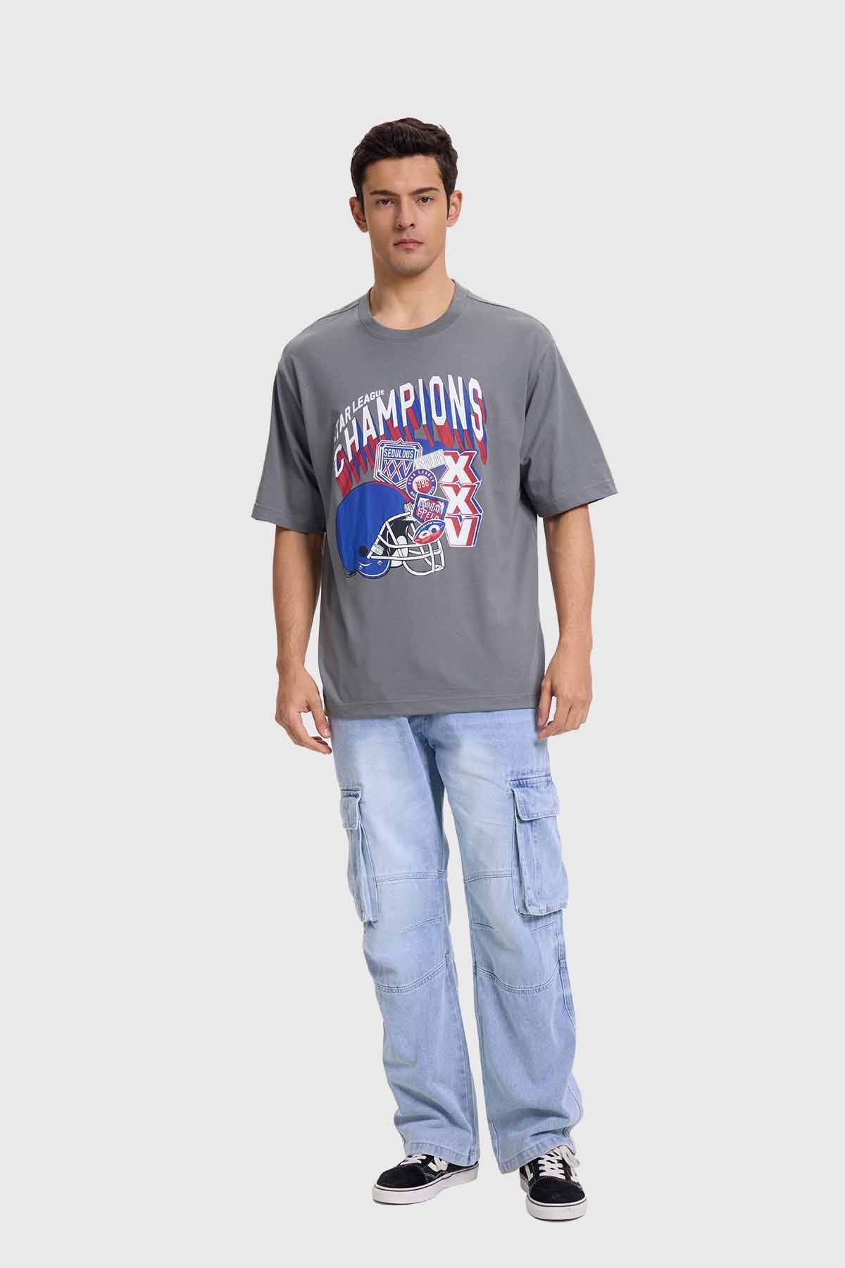 Polera Hombre Sport Oversize Gris