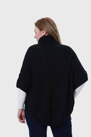 Sweater Mujer Poncho Negro