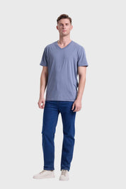 Polera Hombre Cuello V Básica Azul