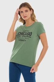 Polera Mujer Básica Print Verde