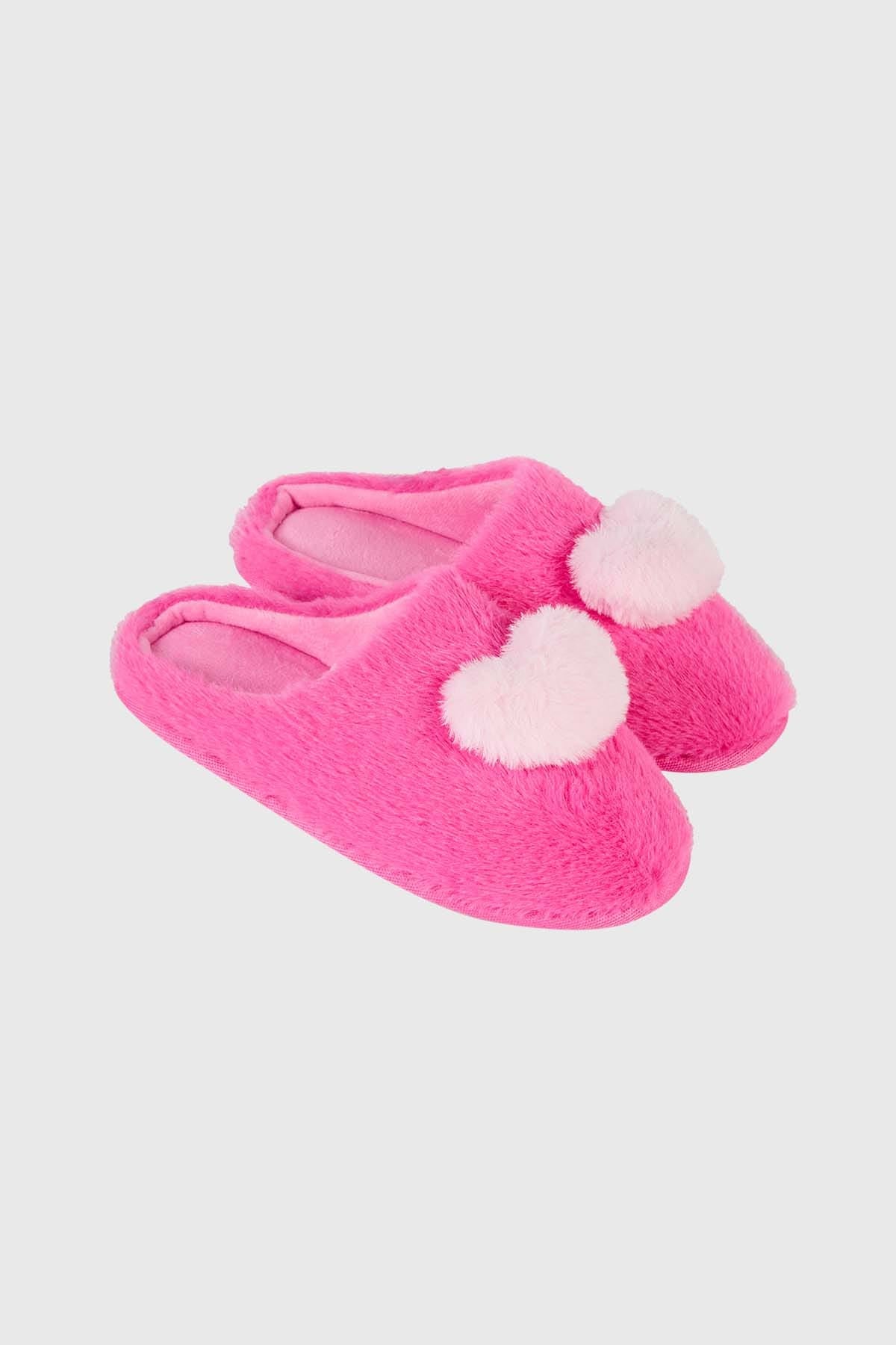 Pantufla Mujer Con Pompón Fucsia