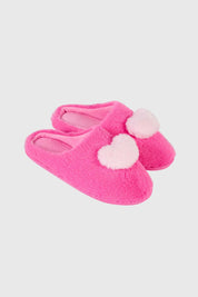 Pantufla Mujer Con Pompón Fucsia