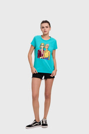 Polera Mujer Básica Print Aqua