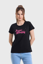 Polera Mujer Gráfica Roll Up Negro