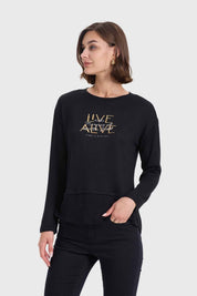 Sweater Mujer Con Faldón Negro