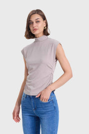 Polera Mujer Con Textura Gris