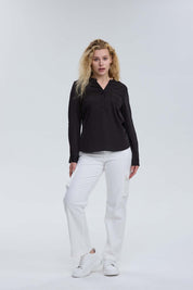 Blusa Mujer Satín Negro