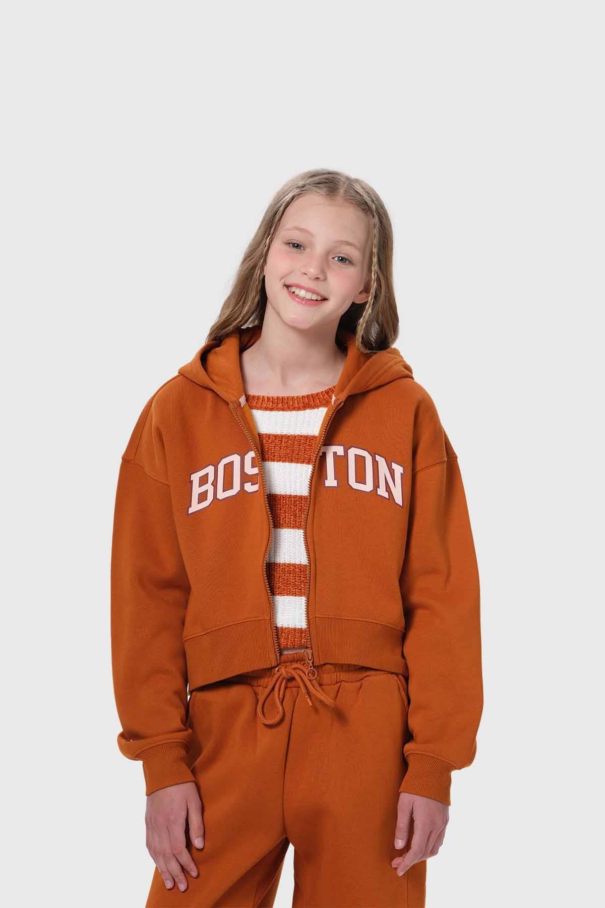 Polerón Niña Print Camel