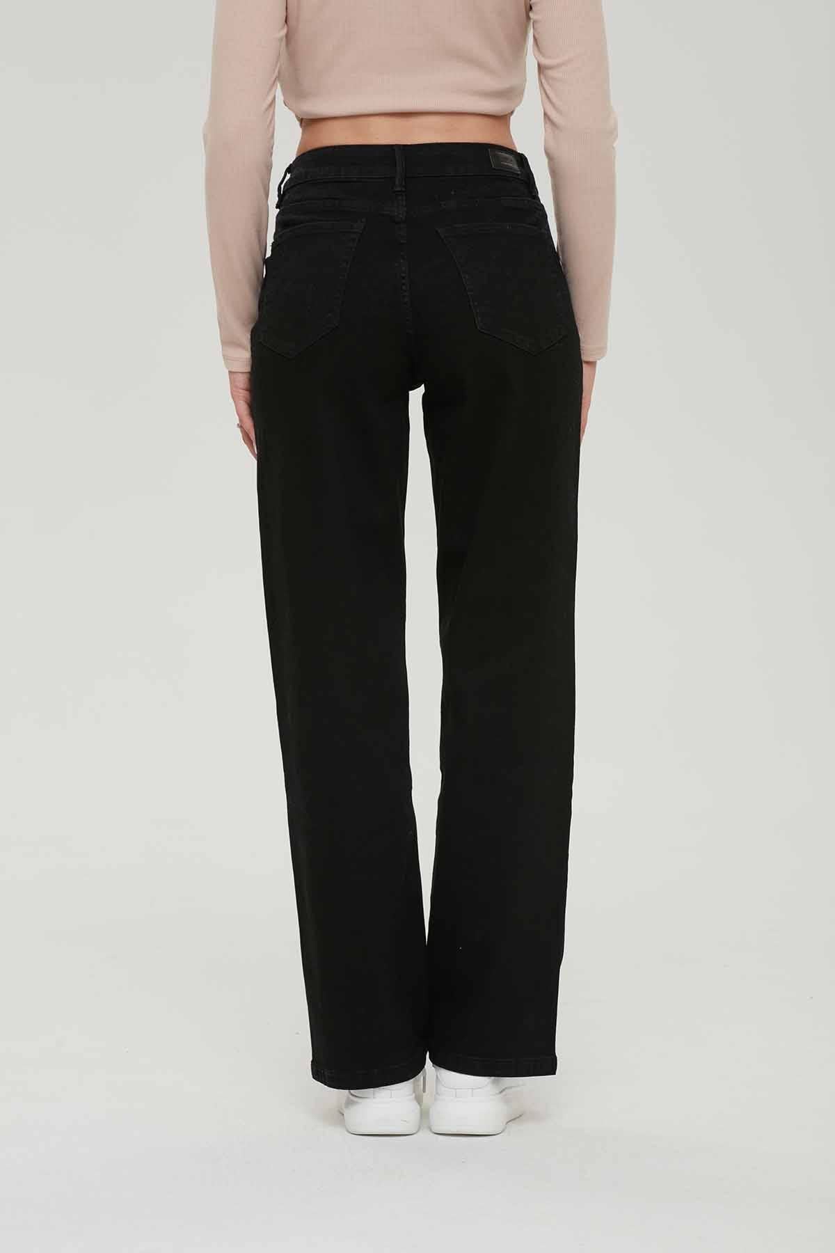 Jeans Mujer Wide Leg Wide Leg Negro