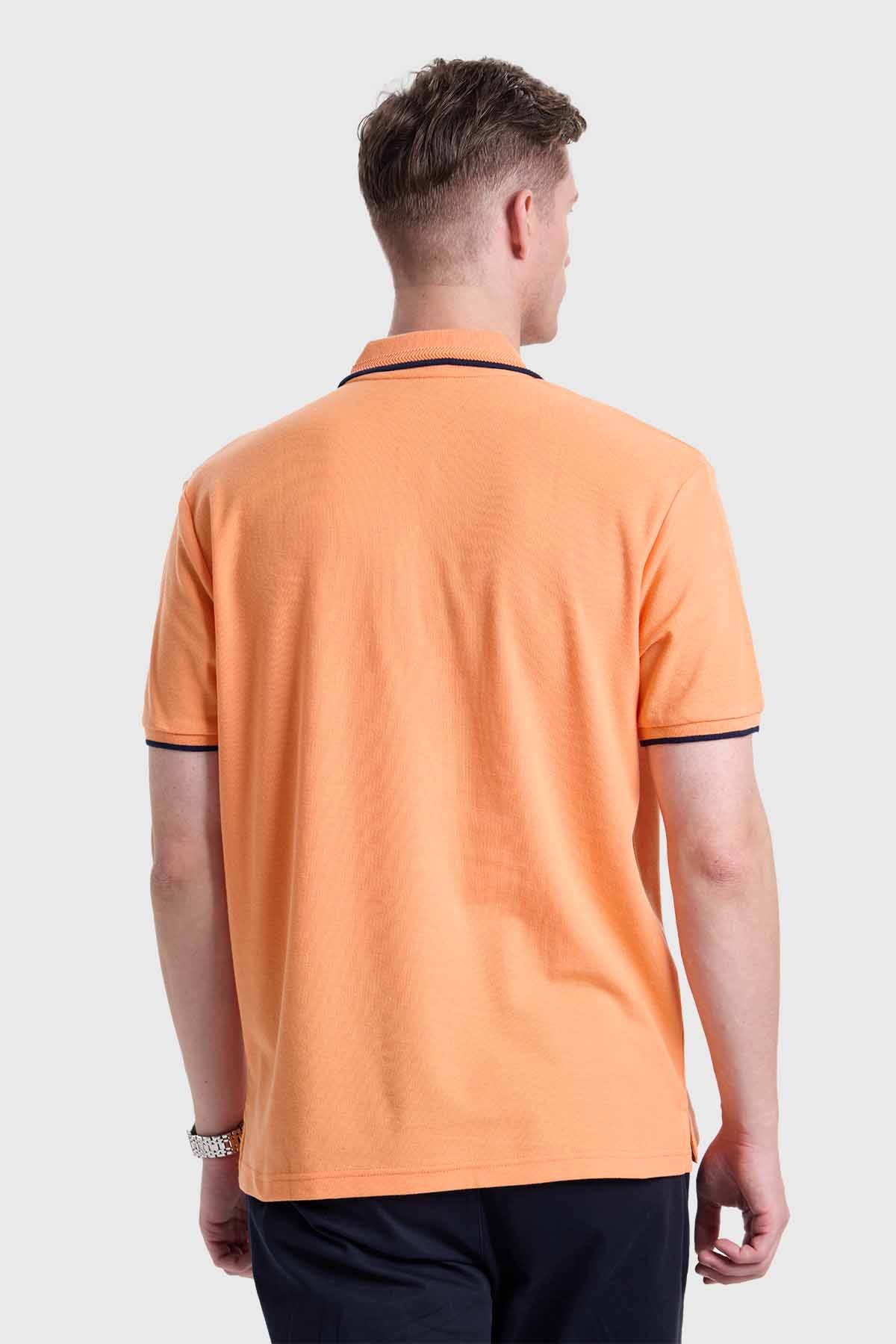 Polera Hombre Piqué Básica Naranjo