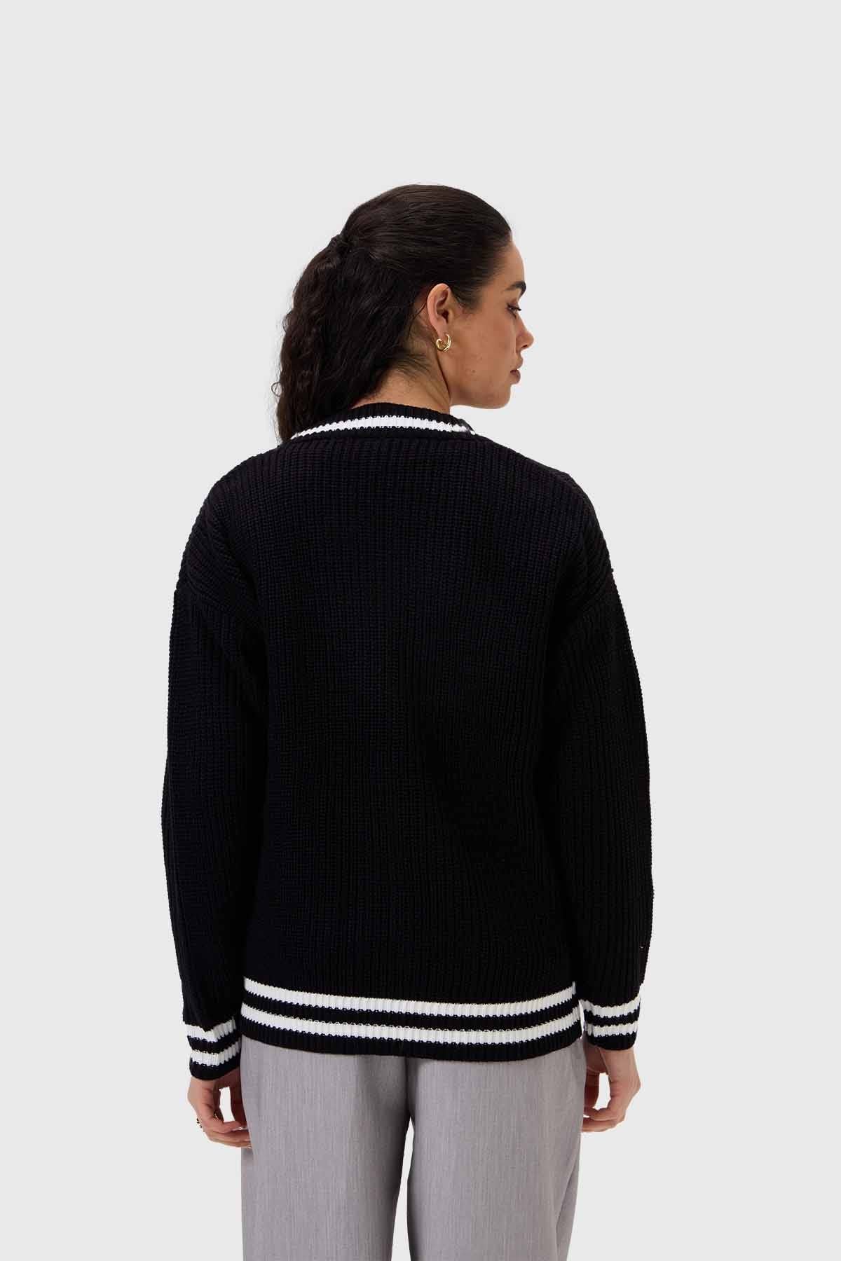Sweater Mujer Abierto Negro