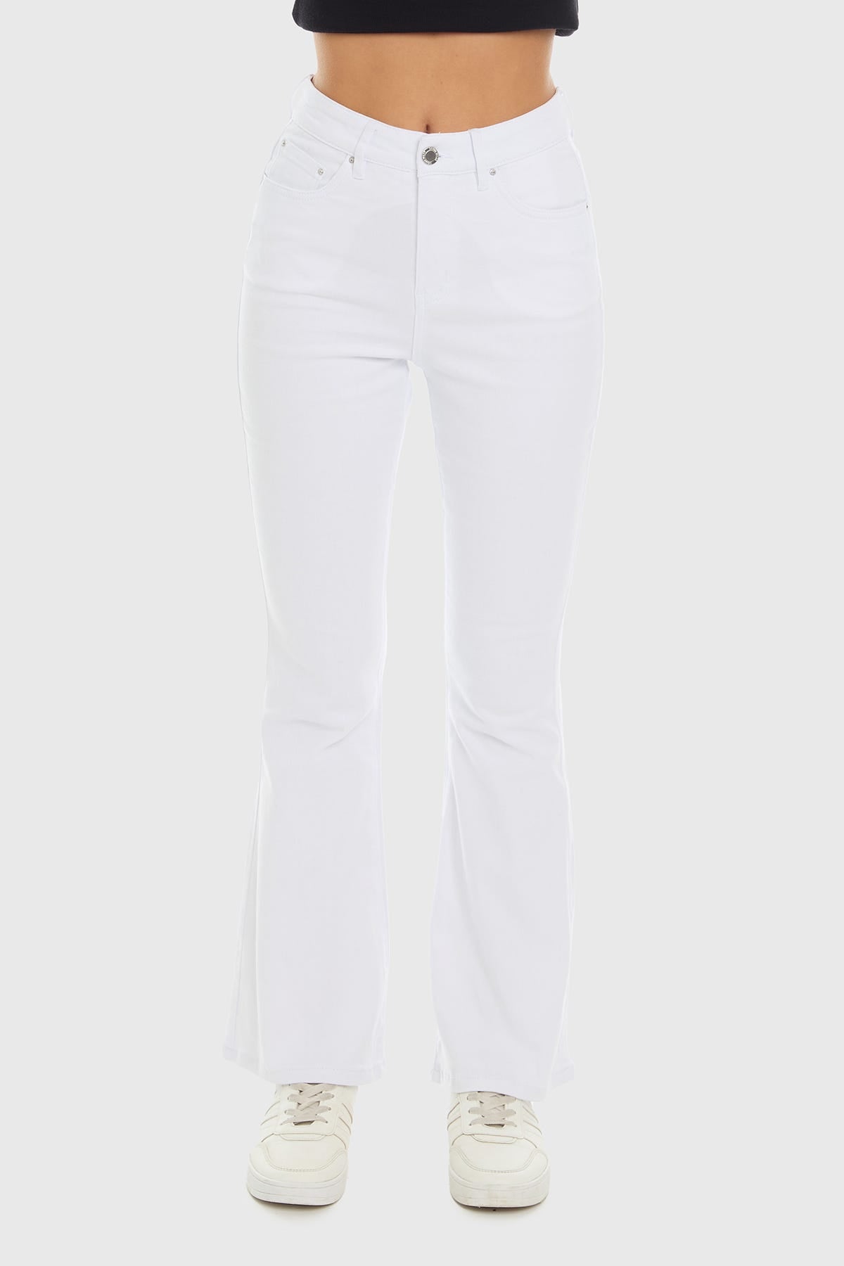 JEANS MUJER FLARE COLOR BLANCO