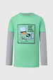 Polera Niño Doble Manga Básica Verde