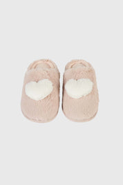 Pantufla Mujer Con Pompón Beige
