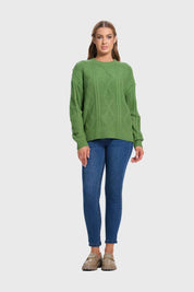 Sweater Mujer Trenzado Verde