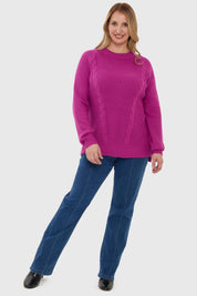 Sweater Mujer Calado Magenta