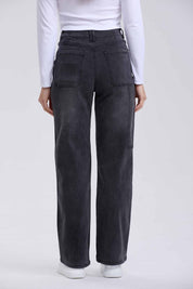 Jeans Mujer Recto Cargo Gris