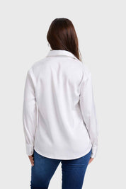 Blusa Mujer Satinada Abotonada Blanco