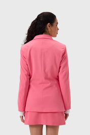 Blazer Mujer Largo Abotonado Rosado