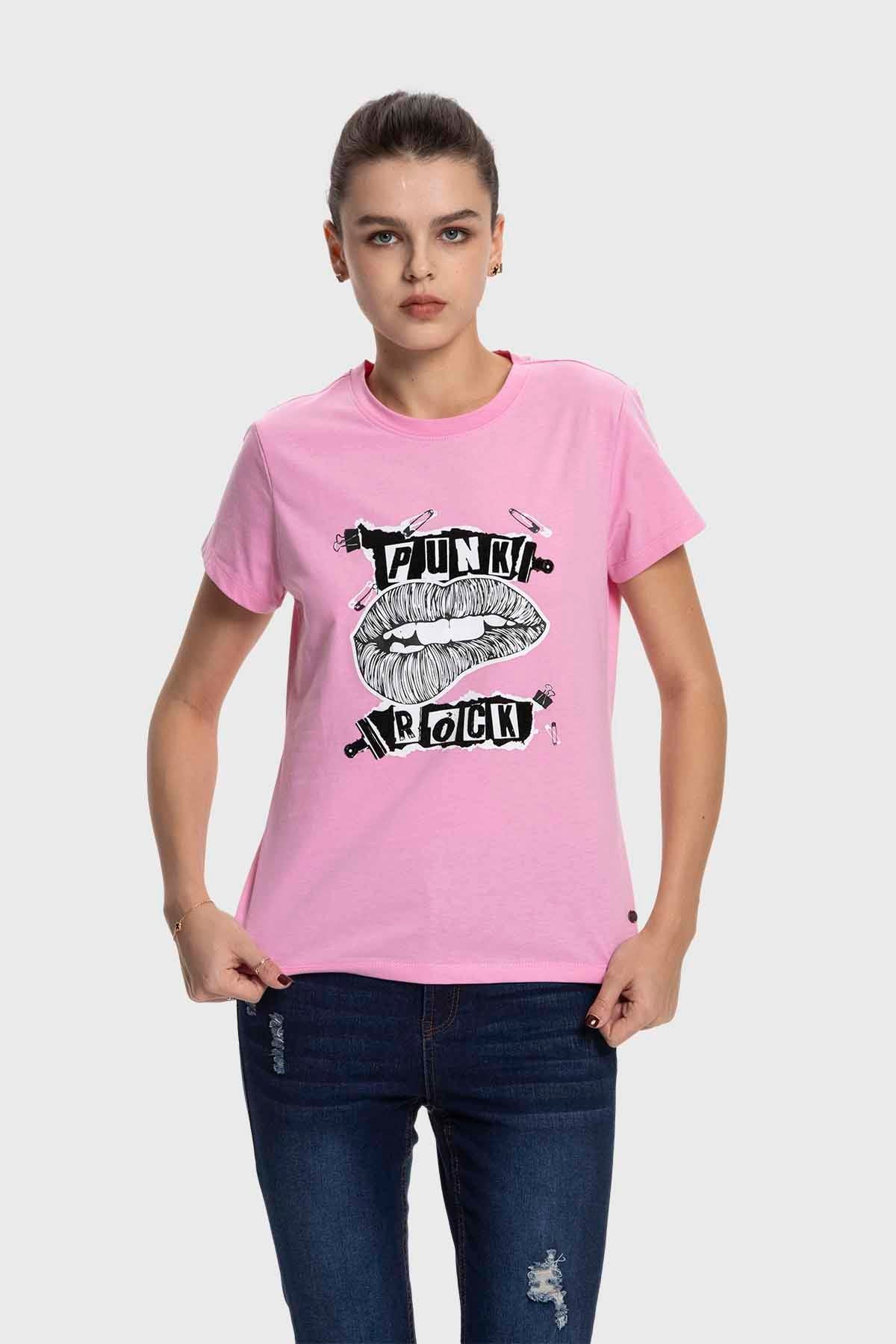 Polera Mujer Básica Print Rosa
