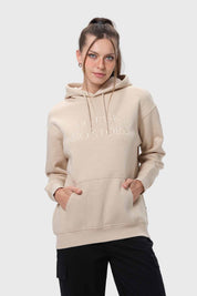 Polerón Mujer Canguro Print Beige
