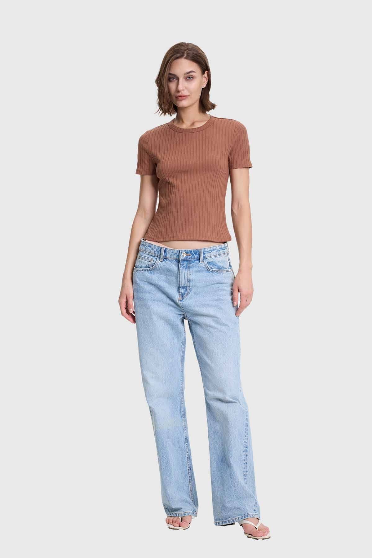 POLERA MUJER RIP CROP LISA CAFE