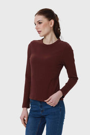 Polera Mujer Rib Café