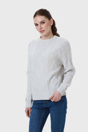Sweater Mujer Trenzado Gris