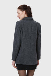 ABRIGO MUJER TWEED CRUZADO GRIS