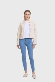 Chaqueta Mujer Abotonada Arena