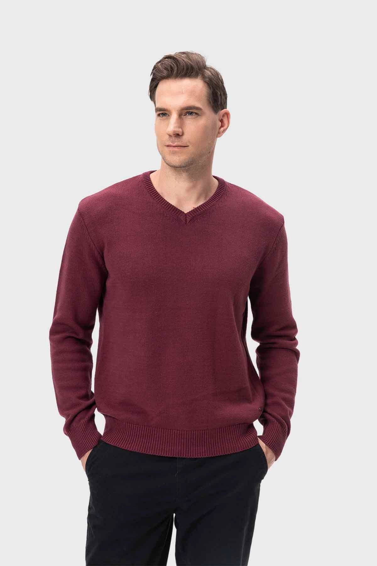 Sweater Hombre Cuello V Básico Azul