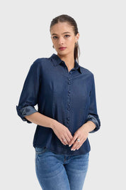Blusa Mujer Entallada Azul
