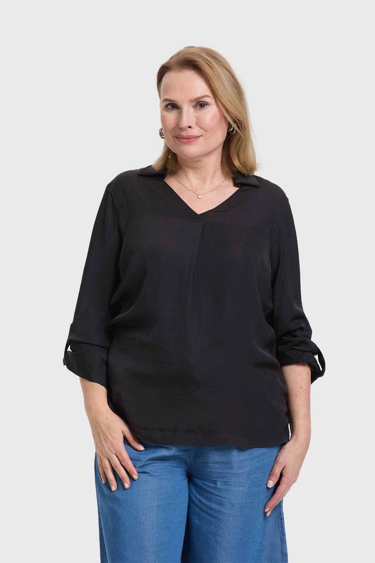 BLUSA MUJER LISA ESTAMPADA NEGRO V FSP