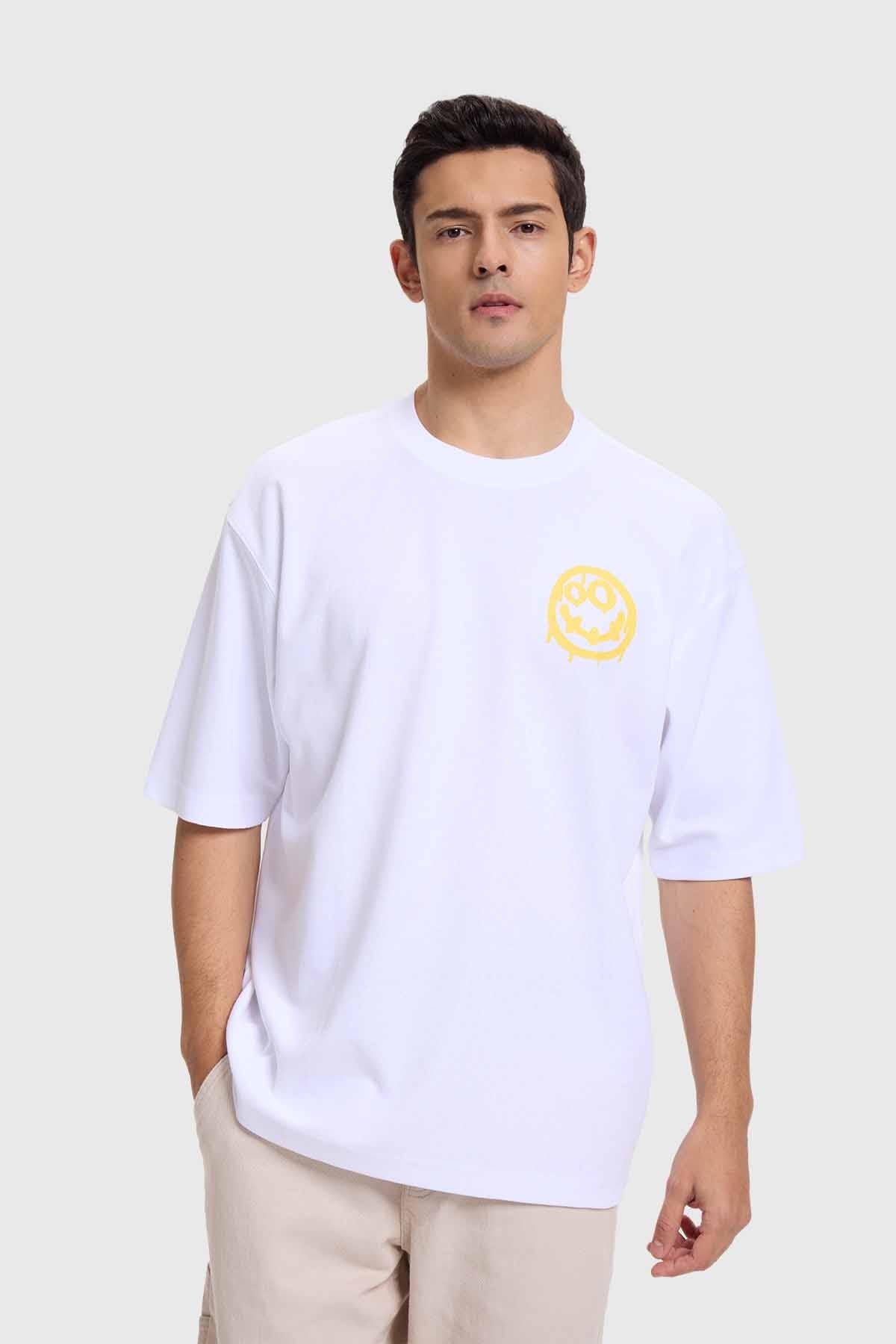 Polera Hombre Print Graffiti Blanco