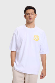 Polera Hombre Print Graffiti Blanco