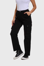Pantalón Mujer Cargo Gabardina Negro