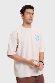 Polera Hombre Print Graffiti Beige