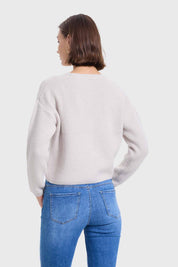 Sweater Mujer Abotonado Gris Perla