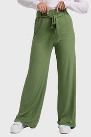 Pantalón Mujer Palazzo Pretina Elasticada Verde