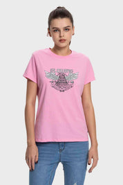 Polera Mujer Básica Print Rosado