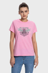Polera Mujer Básica Print Rosado