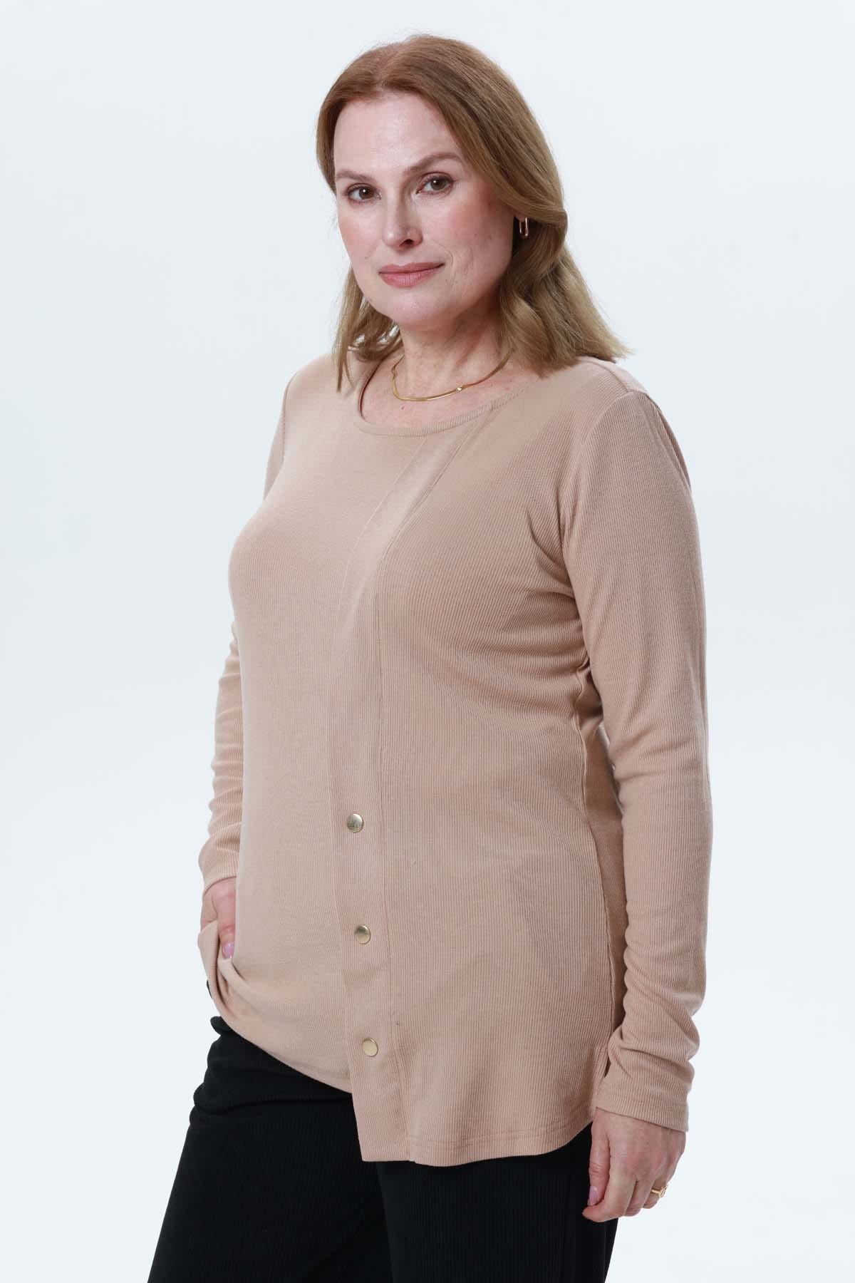 Polera Mujer Tejida Beige