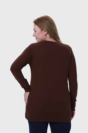 Polera Mujer Cuello V Rib Café