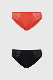 Calzón Mujer Bikini Bipack Detalle Mesh Negro