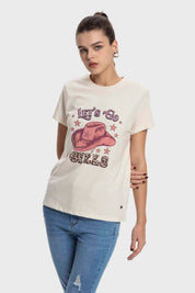 Polera Mujer Básica Print Crudo
