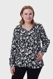 Blusa Mujer Pinza Pliegue Delantero Negro